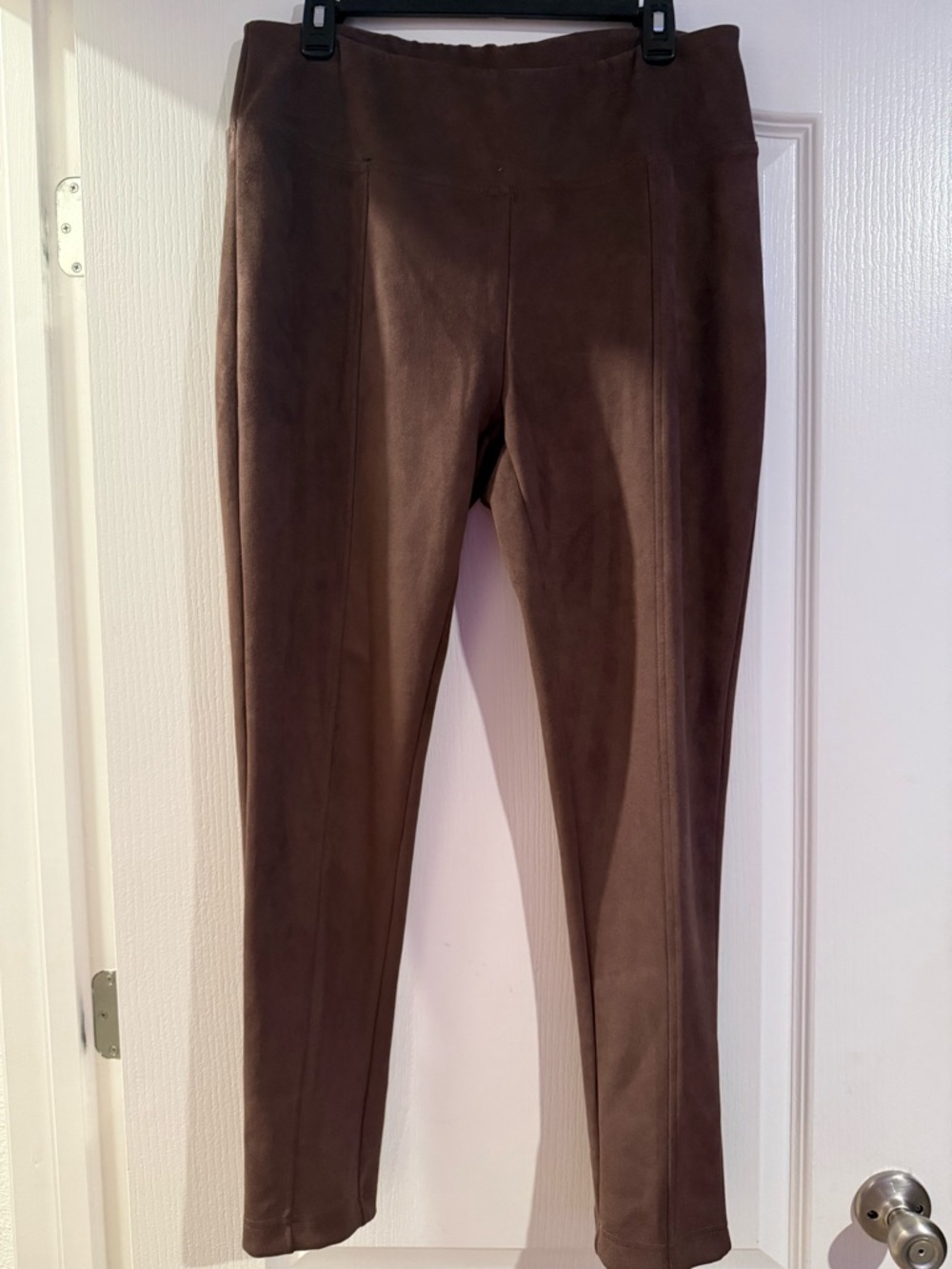 Serra Womens Large Tall Brown Velour Faux Suede Lounge Dress Pants
